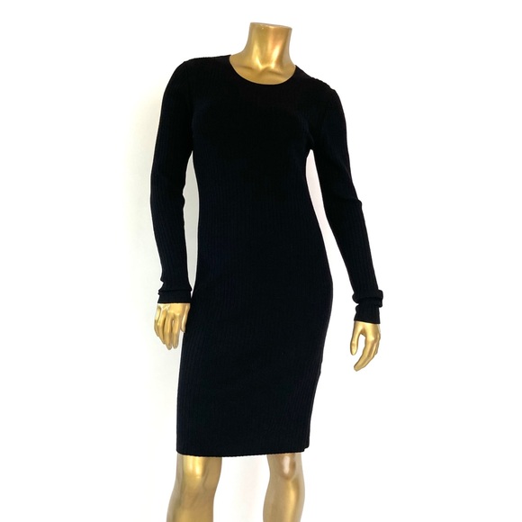 EVERLANE Luxe Wool Ribbed Long-Sleeve Dress SZ M - Picture 2 of 8